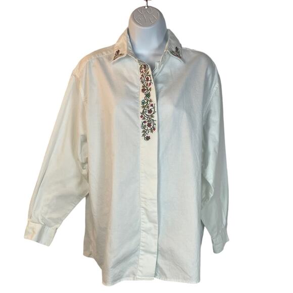 Bermuda Railway Shirt Womens Medium Embroidered Buttondown Vintage - Picture 1 of 7